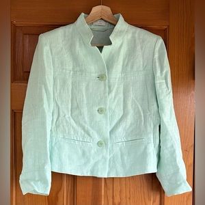 RIANI Mint Green 100% Linen Cropped Blazer Jacket